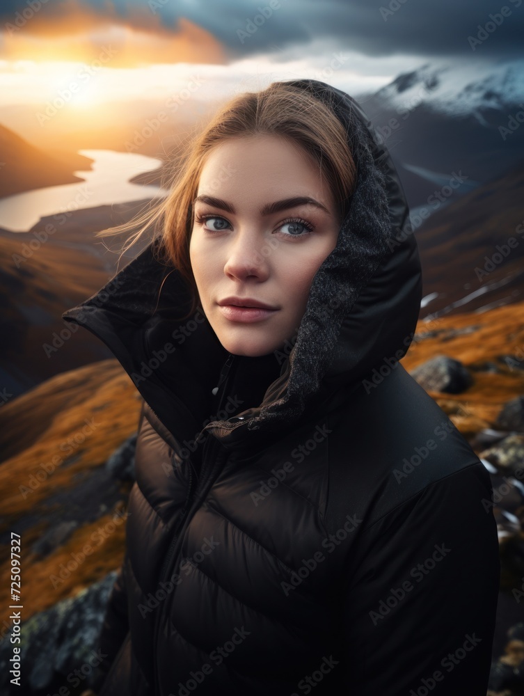 a woman in a black coat a woman in a black coat