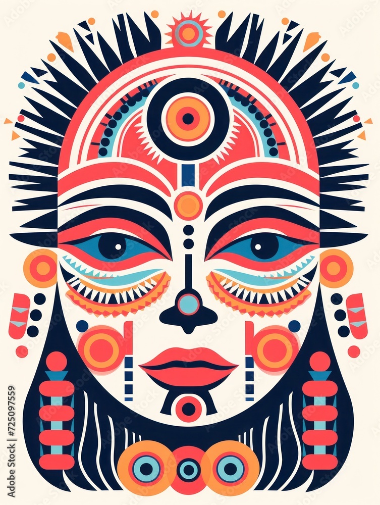 a colorful face with many different patterns