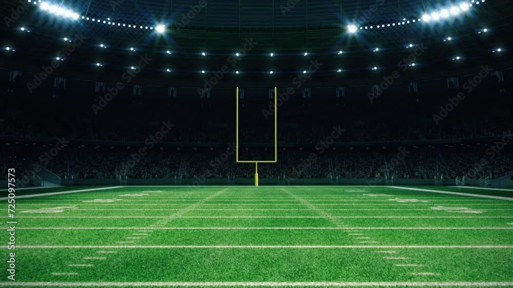 American Football Night Arena With Fans Waiting For The Game