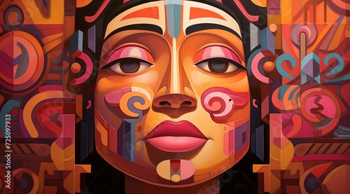 a painting of a woman's face