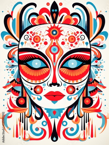 a colorful face painting of a woman