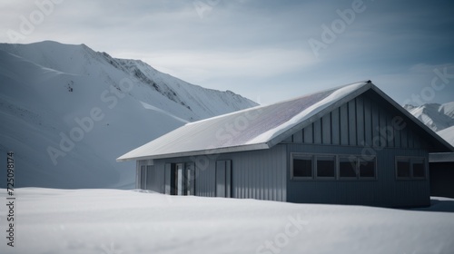 a building in the snow