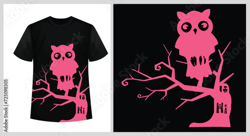 Owl with devil T-shirt design, Unique modern t-shirt vector, Halloween shirt design, Ready for print