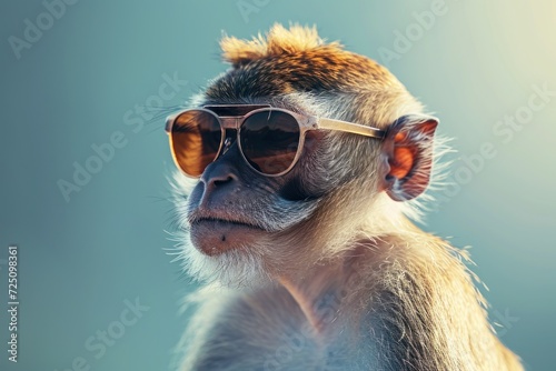 a monkey wearing sunglasses photo