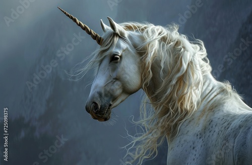a white unicorn with a golden horn