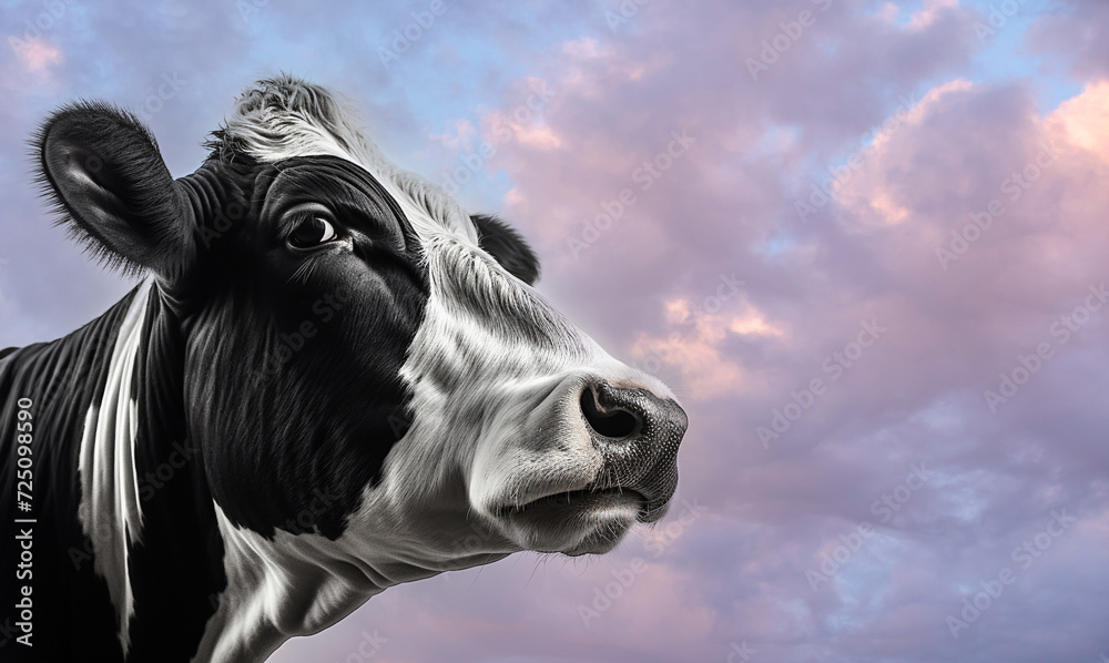 Fototapeta premium Close up portrait of the head of a Friesian Cow