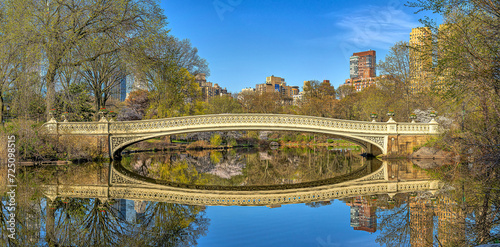 Bow bridge in the morning in early spring