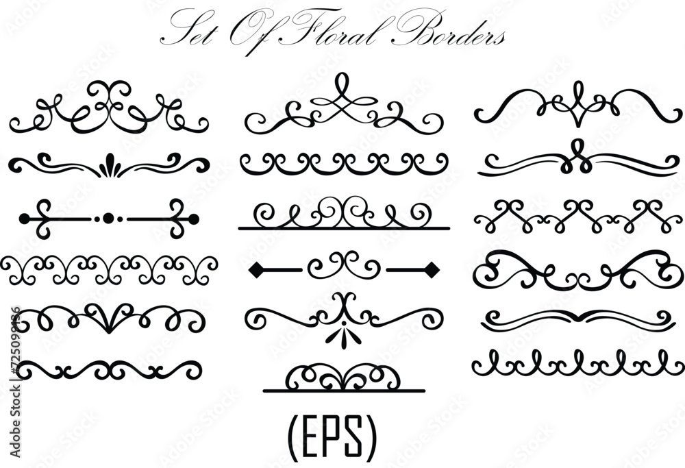 Floral border design elements