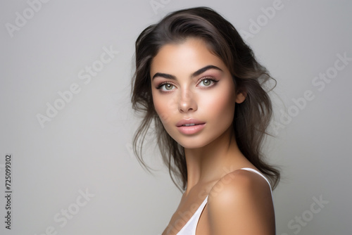 Photo beauty woman face healthy skin care female beautiful woman