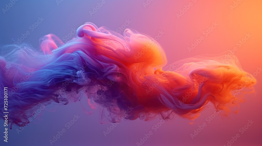  colorful smoke is floating in the air on a blue, pink and orange background with a pink and orange background.