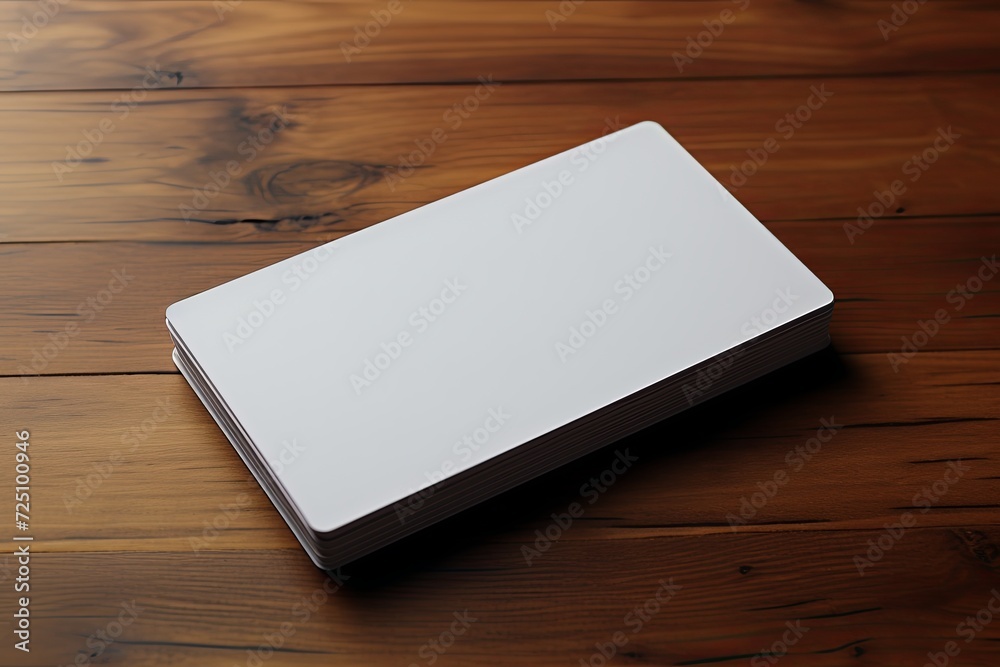 Blank Business Card Mockup on Wooden Surface Blank Business Card Mockup on Wooden Surface