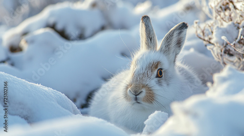 White Rabbit Sitting in the Snow