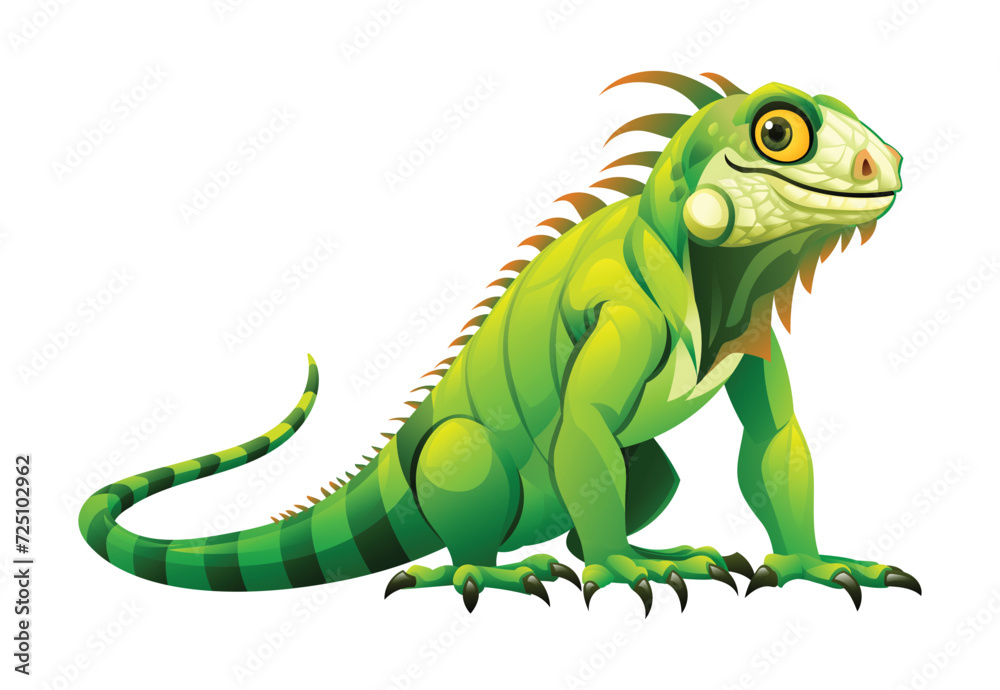 Cartoon iguana illustration. Vector lizard reptile isolated on white background Cartoon iguana illustration. Vector lizard reptile isolated on white background