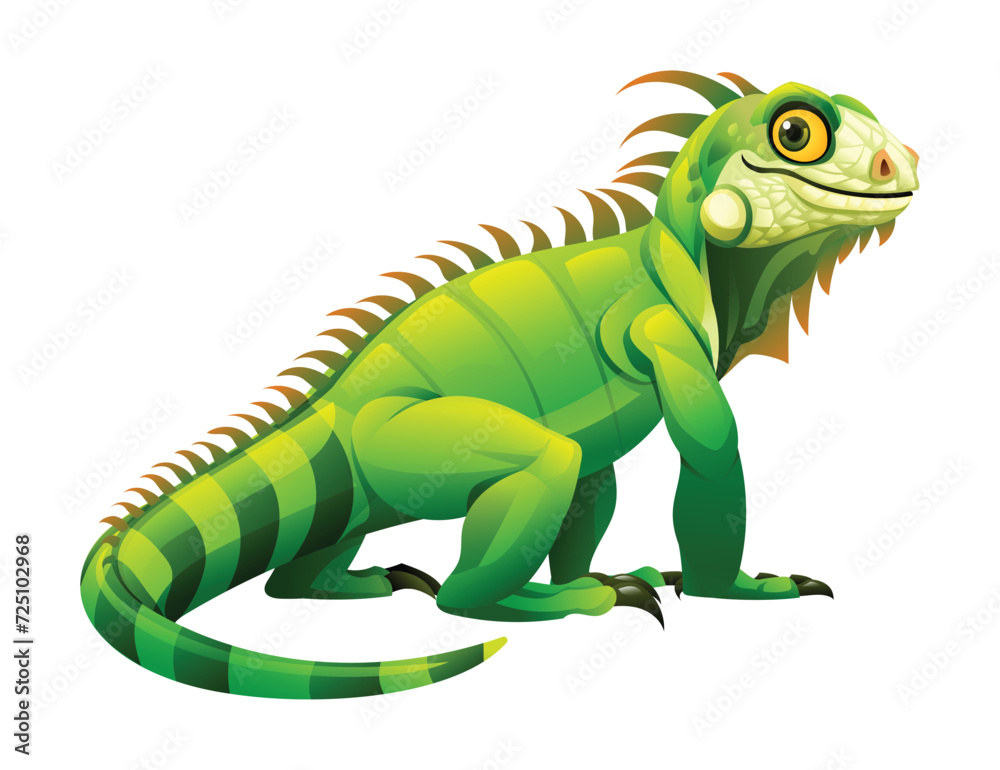 Fototapeta premium Iguana cartoon vector illustration isolated on white background
