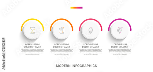 Circle vector infographic template with 4 steps and options for annual reports, presentations, advertising, chart. Modern business illustration. photo