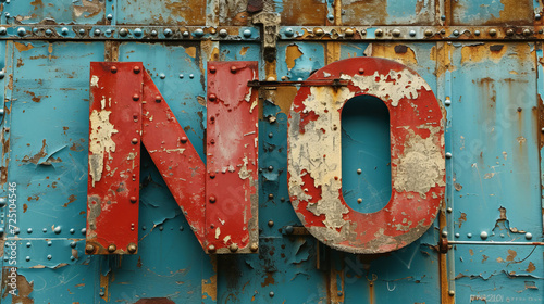 Conceptual Image of 'No' Written on a Wall Gen AI photo