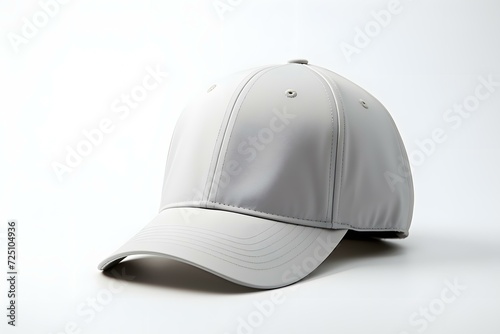 White baseball cap mockup template isolated on white background, side view.