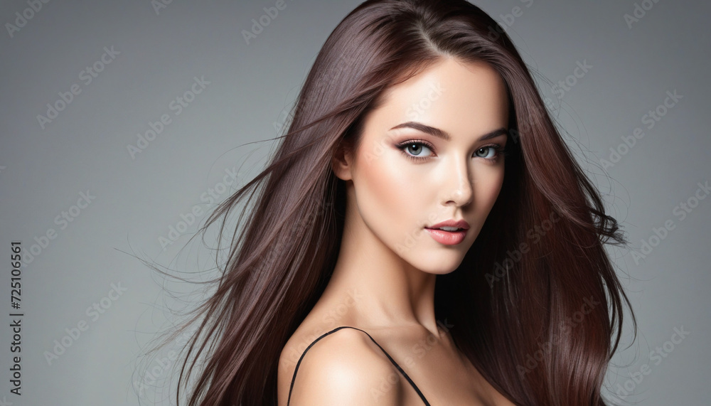 Stunning model with hair extensions.