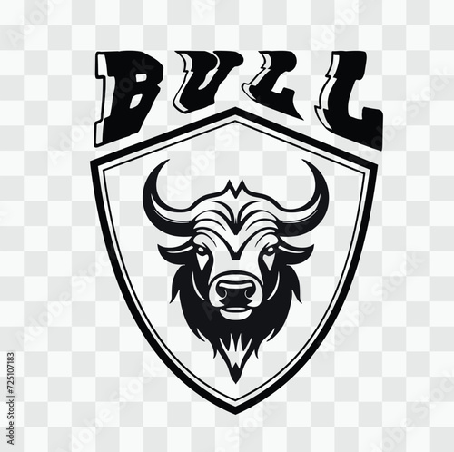 Collection of black bull icon illustrations, vectoral cow head portrait photo