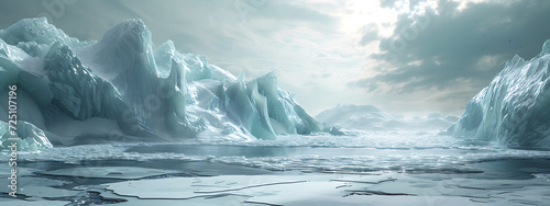 icescape in front of an ocean with some cold snow and © SDzoh