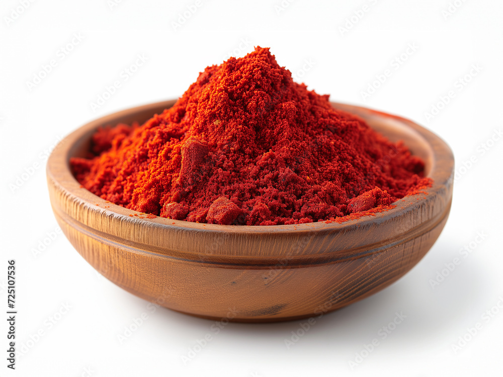 Heap of dried Chili powder close up isolated on white background Heap of dried Chili powder close up isolated on white background