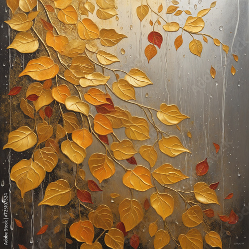 Sophisticated wall decor inspired by autumn rain. Featuring a blend of gold and vibrant colors. © SR07XC3