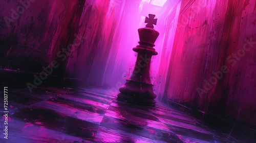 Chess king in a vivid, abstract setting. photo