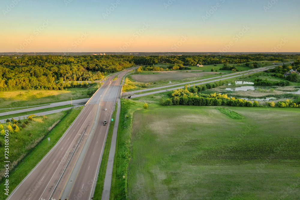 Evening Light Over Crossing Highways