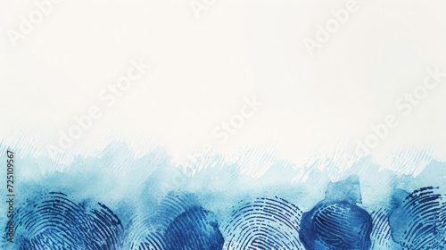 Blue fingerprint swirls on a bright background forming a frame for a copy space. photo