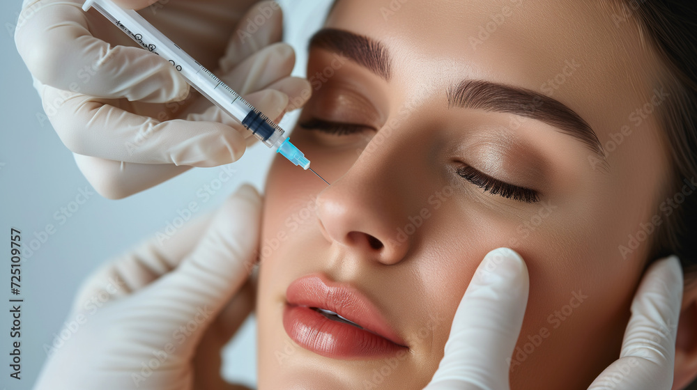 young woman making injection, botox, ai young woman making injection, botox, ai