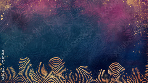 Abstract orange swirls resembling digital fingerprint patterns on dark blue background. photo
