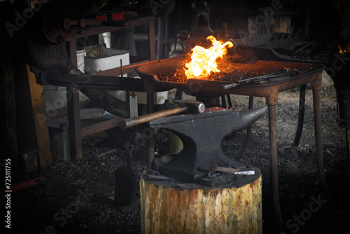 Obraz na płótnie Blacksmith Forge and Tools w salonie