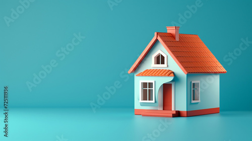 Cute Small House Illustration Against Blue Background