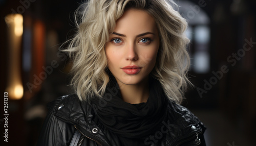 Beautiful woman with blond hair looking at camera generated by AI © Jemastock