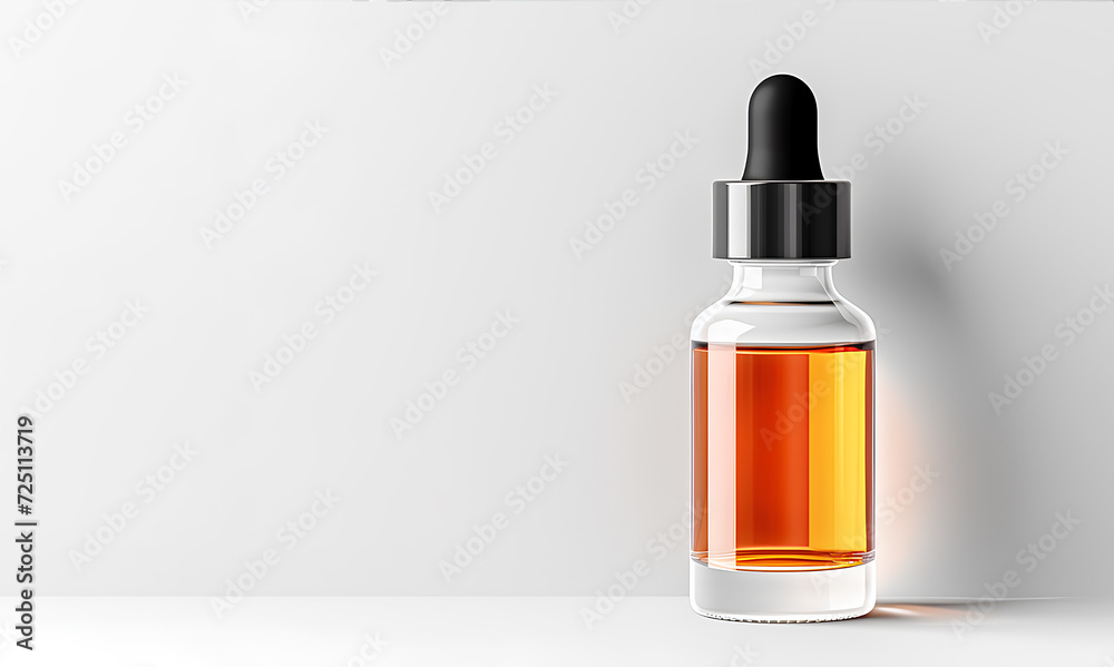 custom made wallpaper toronto digitalBottle with glass with blank label isolated on white background. Serum oil in amber dropper bottle  with copy space.