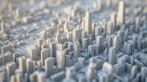 Charming 3D Illustration of the Magnificent Chicago City Engulfed in White
