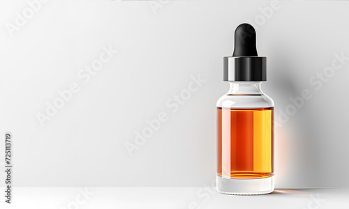 Wallpaper Mural Bottle with glass with blank label isolated on white background. Serum oil in amber dropper bottle  with copy space. Torontodigital.ca