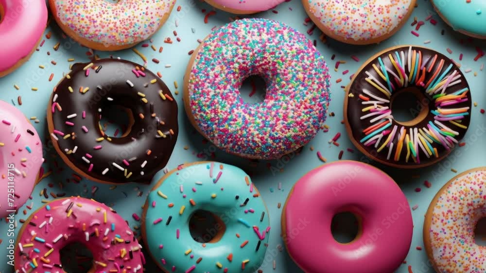 Panning Over a Variety of Colorful Donuts