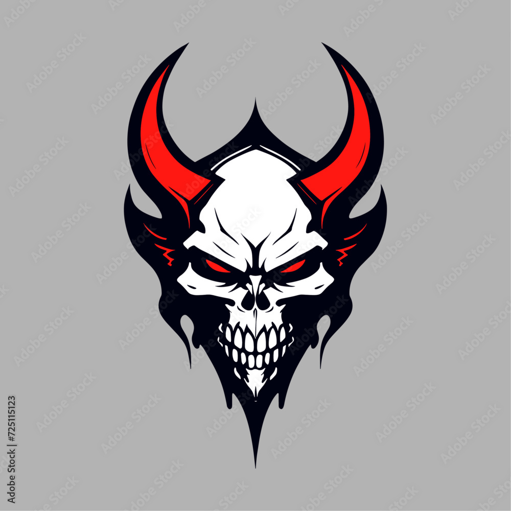 black devil skull head with horns