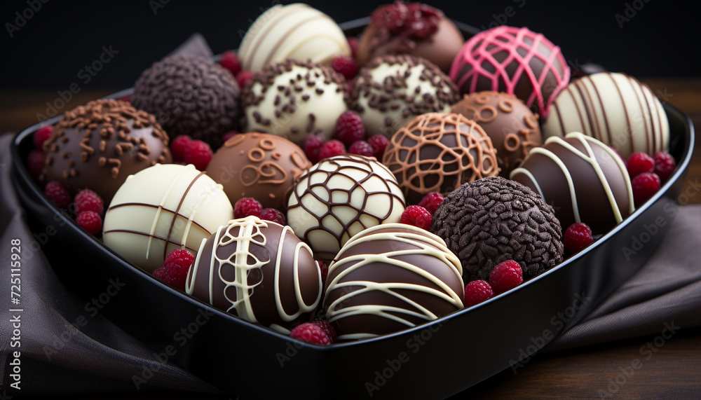Chocolate truffle, gourmet indulgence, sweet food gift generated by AI