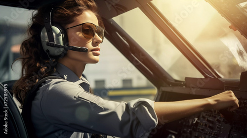 Pre-flight Checks: Female Pilot Ensuring Safety © cwiela_CH