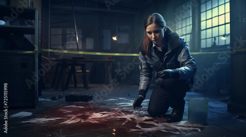 Investigating Crime: Female Detective Analyzing Evidence
