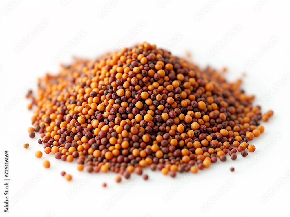 Heap of Mustard seeds close up isolated on white background Heap of Mustard seeds close up isolated on white background
