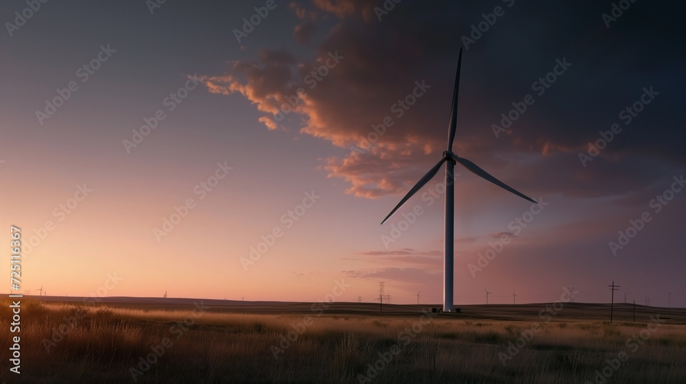 Obraz premium Wind turbines in a row producing clean, sustainable electricity