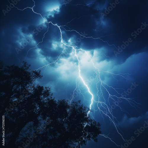 the scary lightning in the night sky