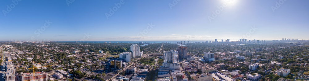 Aerial panorama Downtown Hollywood Florida January 2024