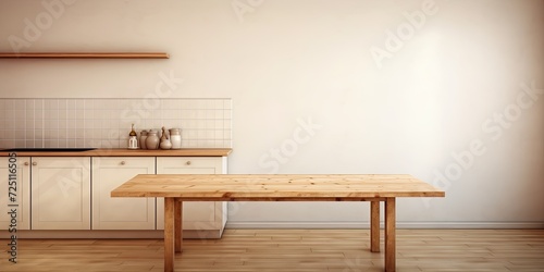 Empty kitchen table and interior.