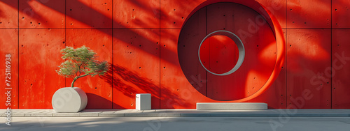 red wall 3d concept in