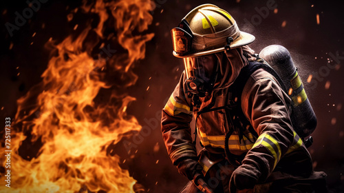 Rapid Response: Female Firefighter Extinguishing Fire