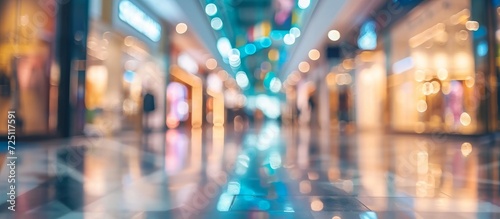 Defocused and abstract blur in a luxury department store's shopping mall for background.
